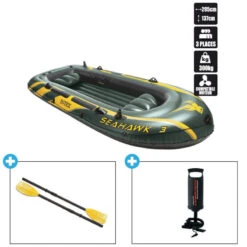 BATEAU GONFLABLE INTEX SEAHAWK 3 + 2 AVIRONS + GONFLEUR -Magasin De Bateaux bateau gonflable intex seahawk 3 2 avirons gonfleur 1