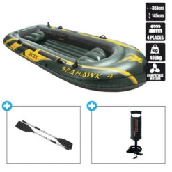 BATEAU GONFLABLE INTEX SEAHAWK 4 + 2 RAMES + GONFLEUR -Magasin De Bateaux bateau gonflable intex seahawk 4 2 rames gonfleur 1