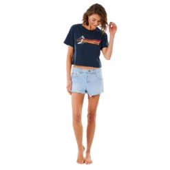 T-SHIRT RIP CURL GOLDEN STATE CROP BLEU MARINE FEMME -Magasin De Bateaux t shirt rip curl golden state crop bleu marine femme 4